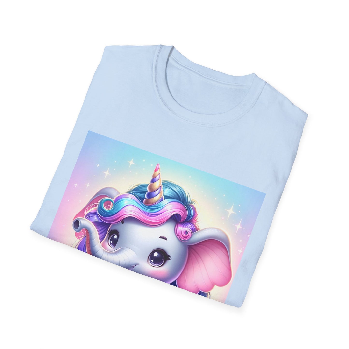 Cute Unicorn Elephant Unisex Softstyle T-Shirt - Perfect for Kids and Animal Lovers
