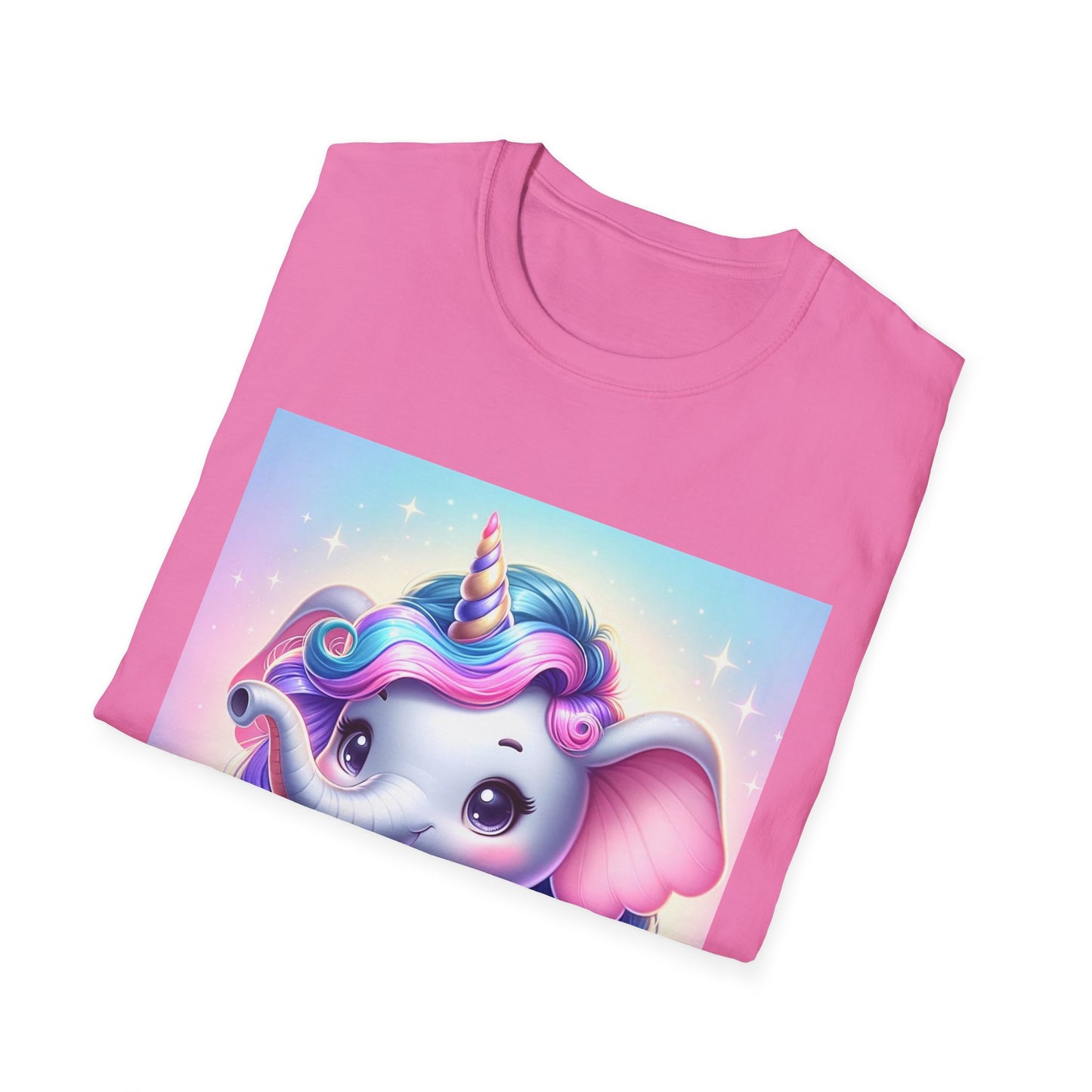 Cute Unicorn Elephant Unisex Softstyle T-Shirt - Perfect for Kids and Animal Lovers