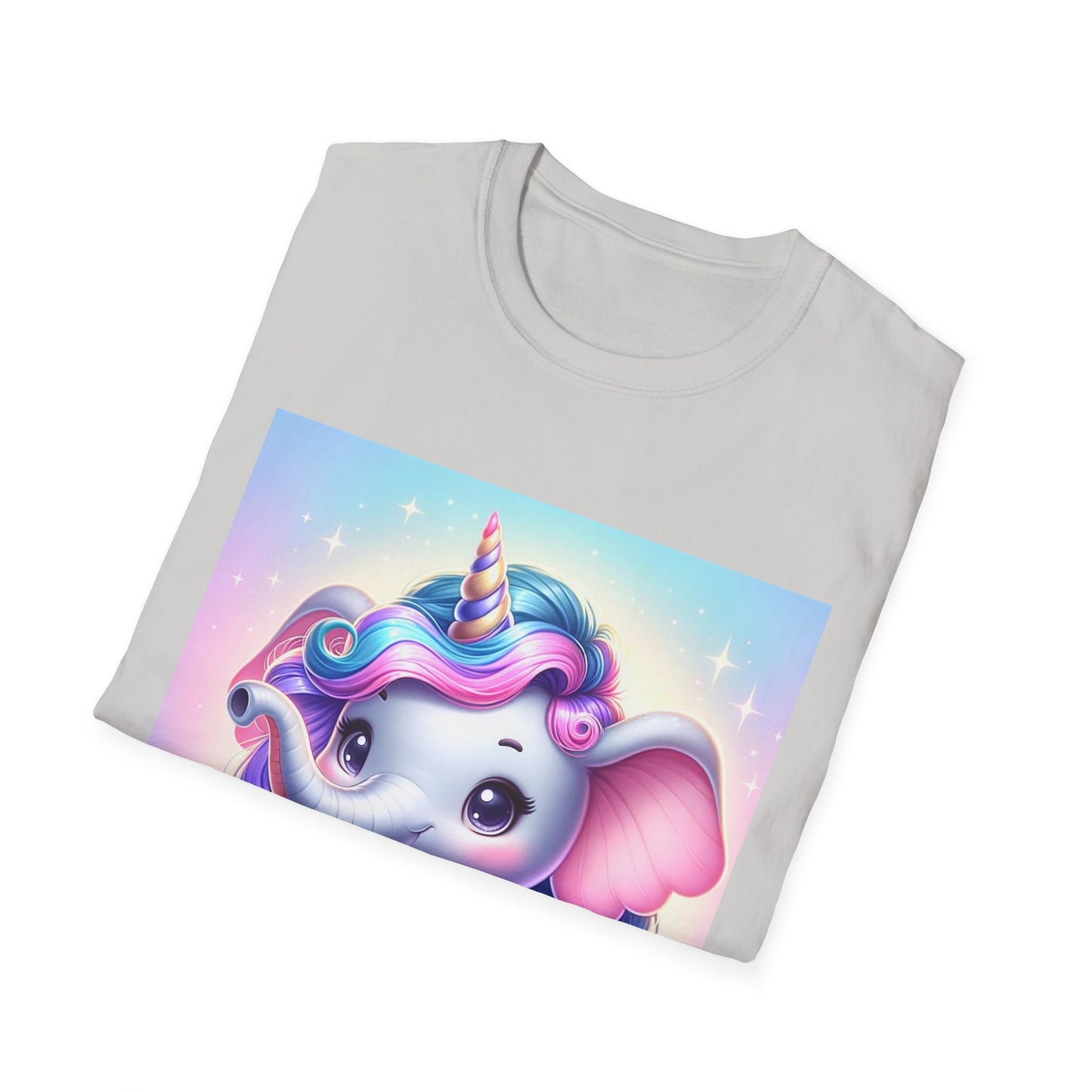 Cute Unicorn Elephant Unisex Softstyle T-Shirt - Perfect for Kids and Animal Lovers