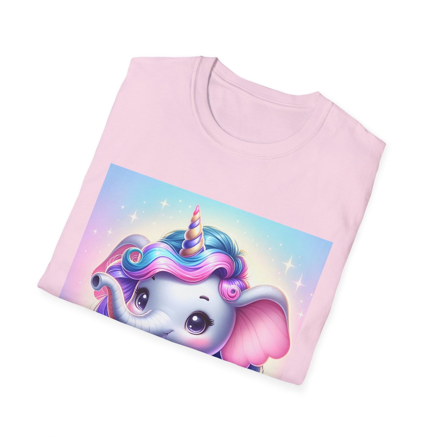 Cute Unicorn Elephant Unisex Softstyle T-Shirt - Perfect for Kids and Animal Lovers