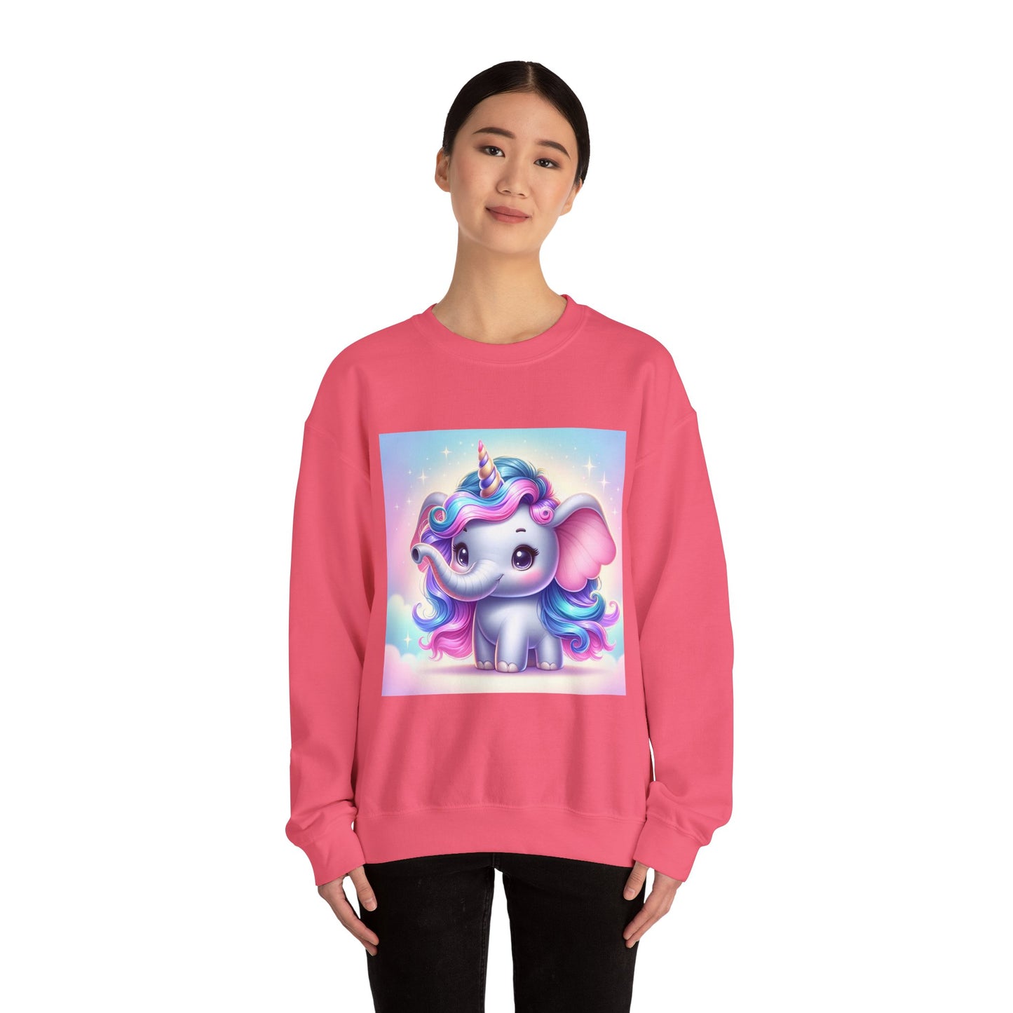 Cute Unicorn Elephant Sweatshirt | Cozy Unisex Crewneck for Kids & Adults