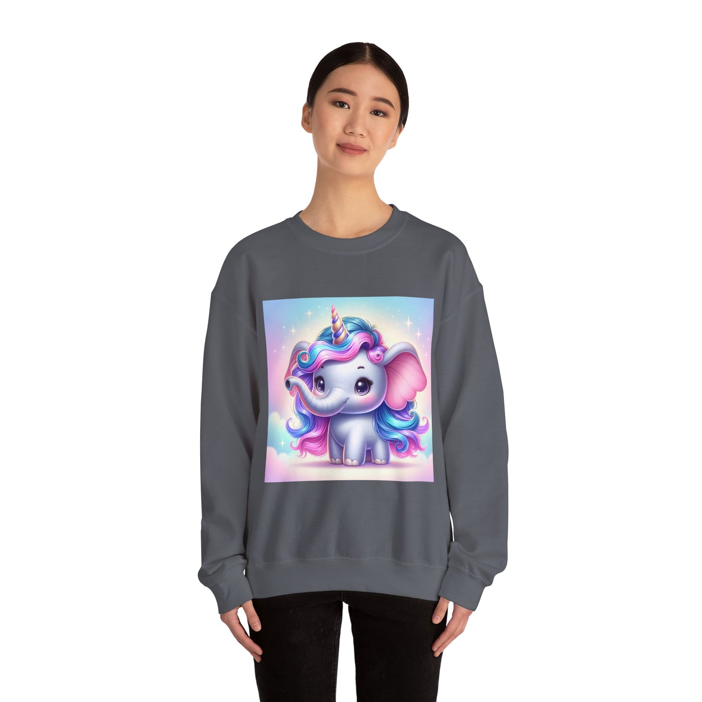 Cute Unicorn Elephant Sweatshirt | Cozy Unisex Crewneck for Kids & Adults