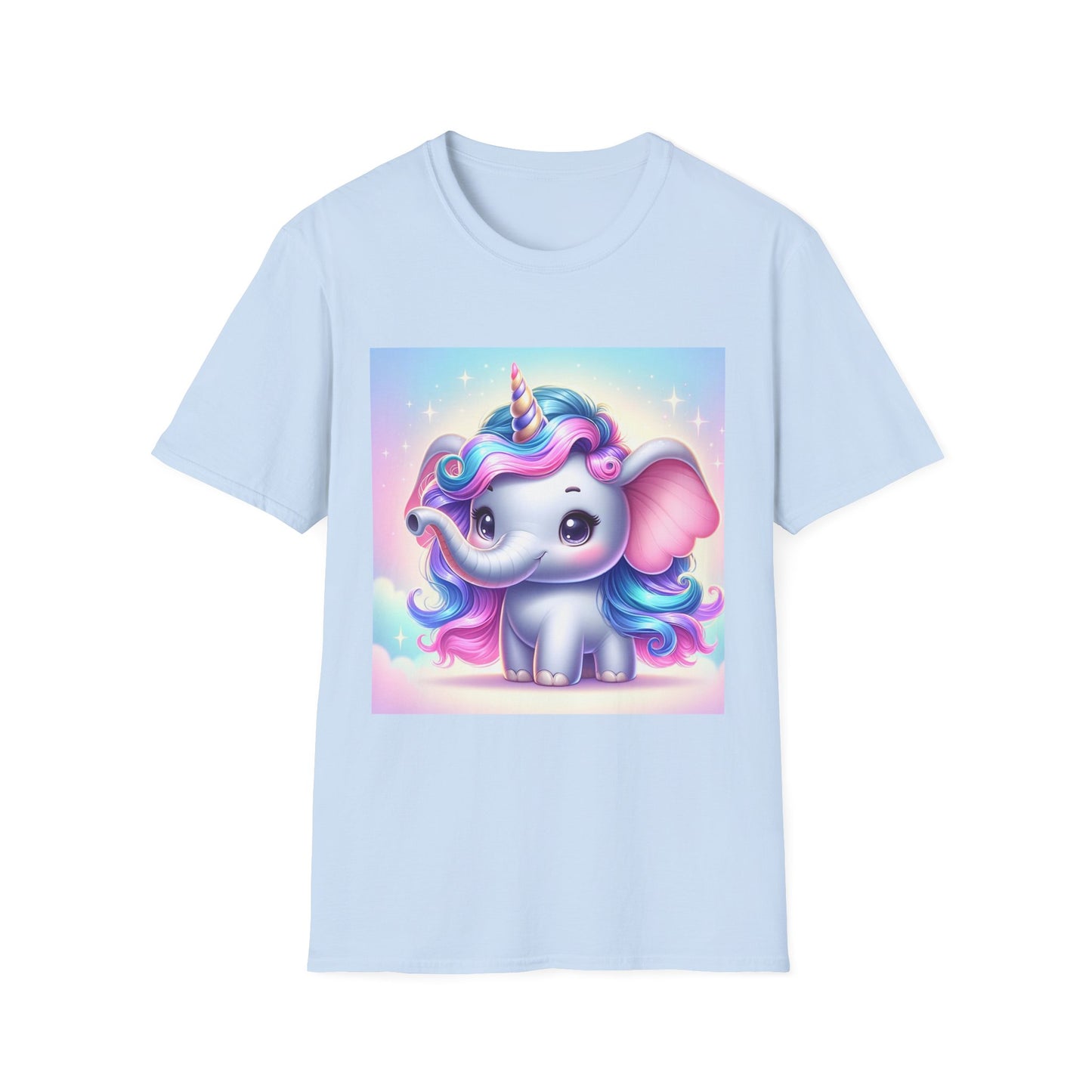 Cute Unicorn Elephant Unisex Softstyle T-Shirt - Perfect for Kids and Animal Lovers