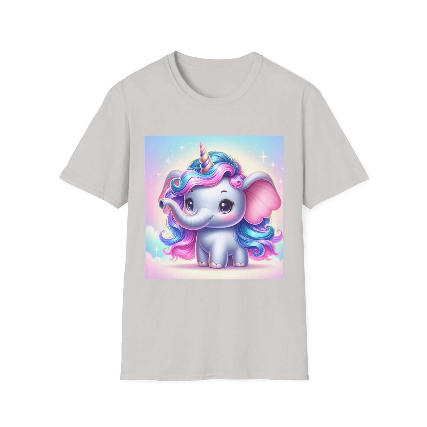 Cute Unicorn Elephant Unisex Softstyle T-Shirt - Perfect for Kids and Animal Lovers