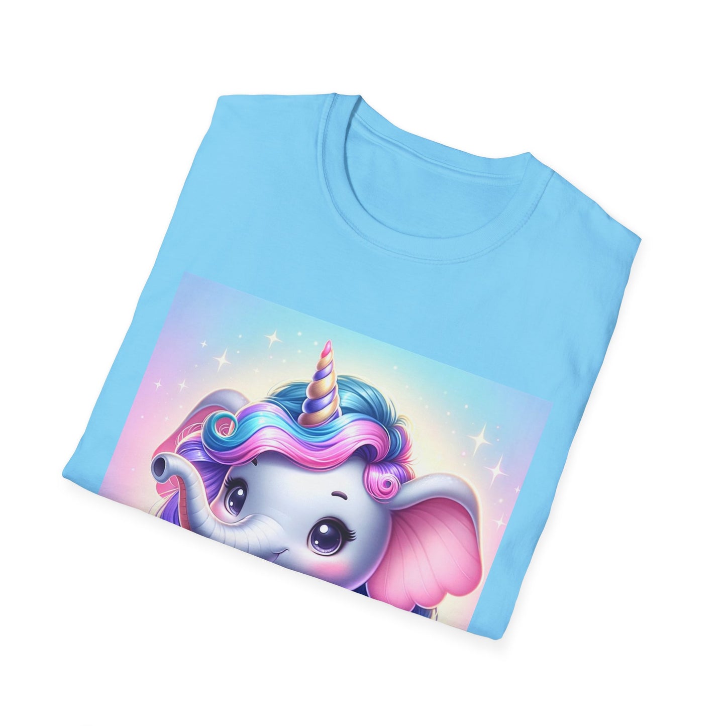 Cute Unicorn Elephant Unisex Softstyle T-Shirt - Perfect for Kids and Animal Lovers