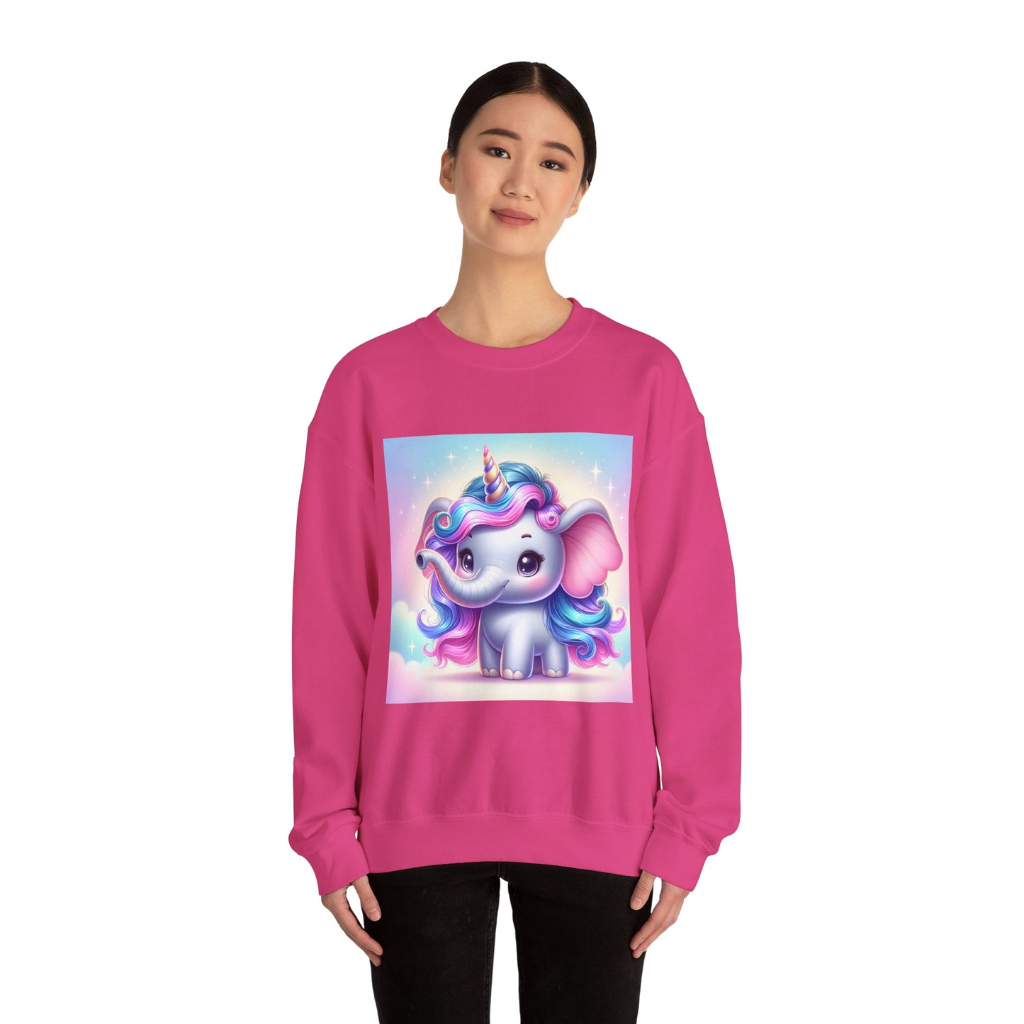 Cute Unicorn Elephant Sweatshirt | Cozy Unisex Crewneck for Kids & Adults