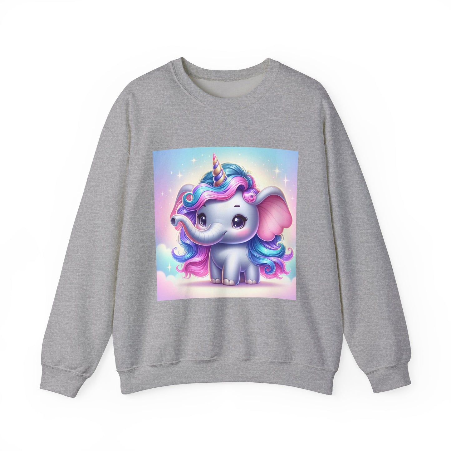 Cute Unicorn Elephant Sweatshirt | Cozy Unisex Crewneck for Kids & Adults