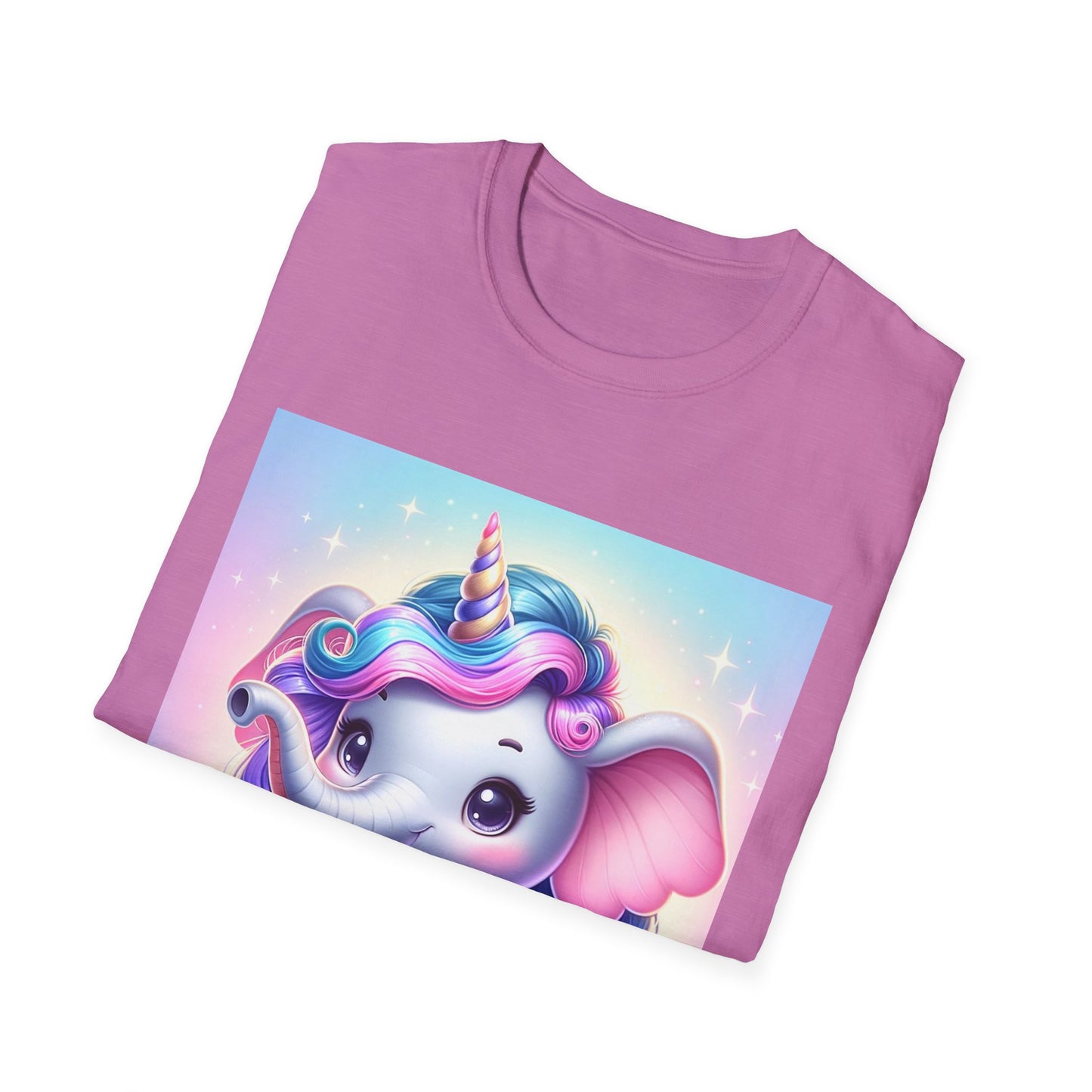 Cute Unicorn Elephant Unisex Softstyle T-Shirt - Perfect for Kids and Animal Lovers