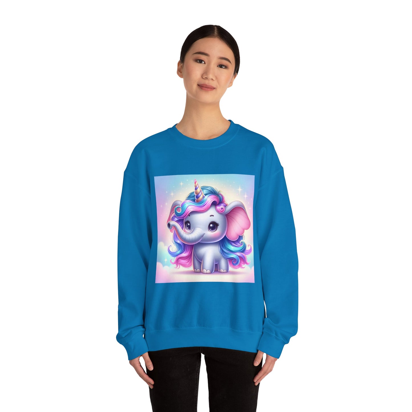 Cute Unicorn Elephant Sweatshirt | Cozy Unisex Crewneck for Kids & Adults