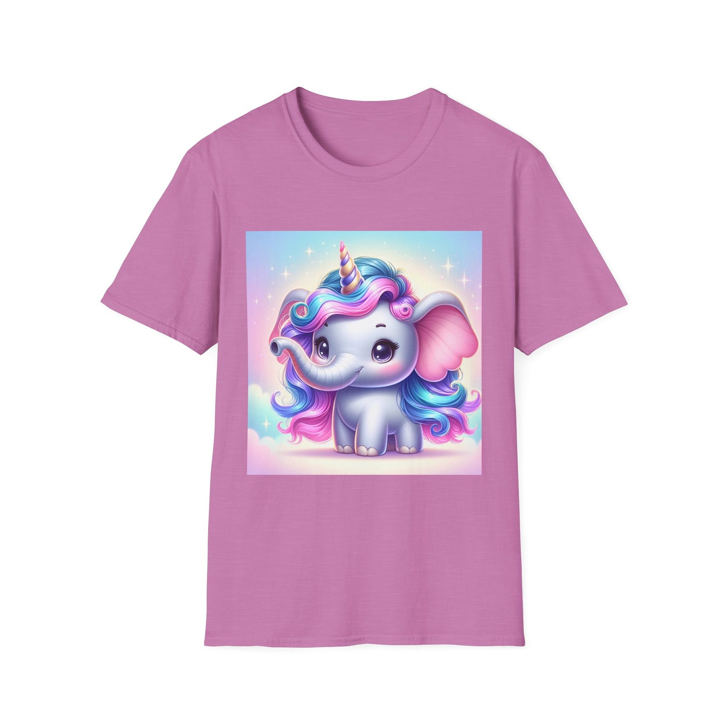 Cute Unicorn Elephant Unisex Softstyle T-Shirt - Perfect for Kids and Animal Lovers