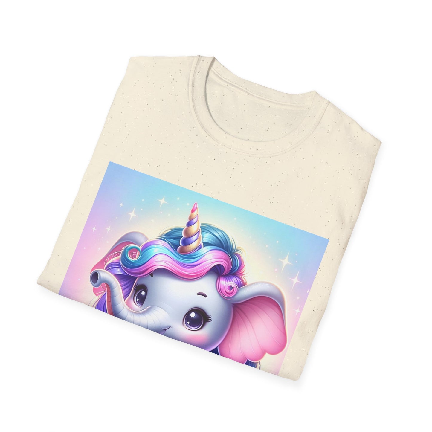 Cute Unicorn Elephant Unisex Softstyle T-Shirt - Perfect for Kids and Animal Lovers