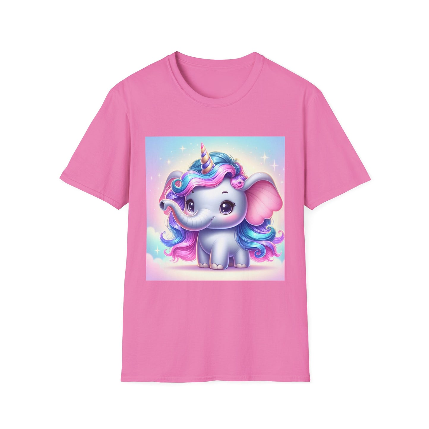 Cute Unicorn Elephant Unisex Softstyle T-Shirt - Perfect for Kids and Animal Lovers