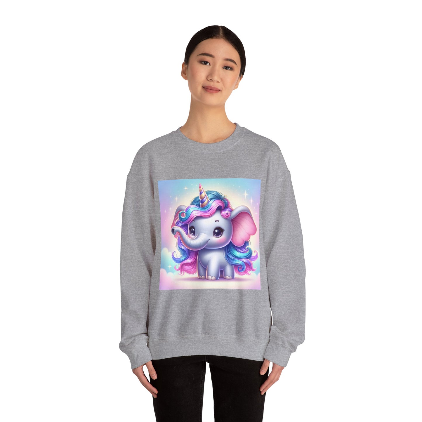 Cute Unicorn Elephant Sweatshirt | Cozy Unisex Crewneck for Kids & Adults