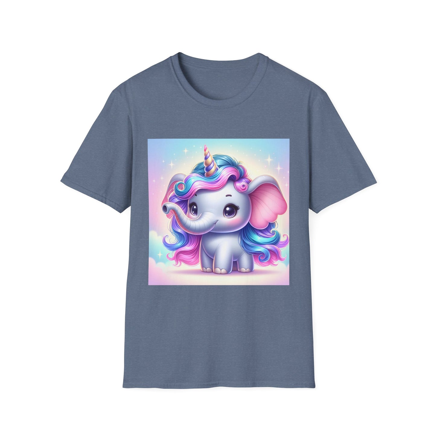 Cute Unicorn Elephant Unisex Softstyle T-Shirt - Perfect for Kids and Animal Lovers