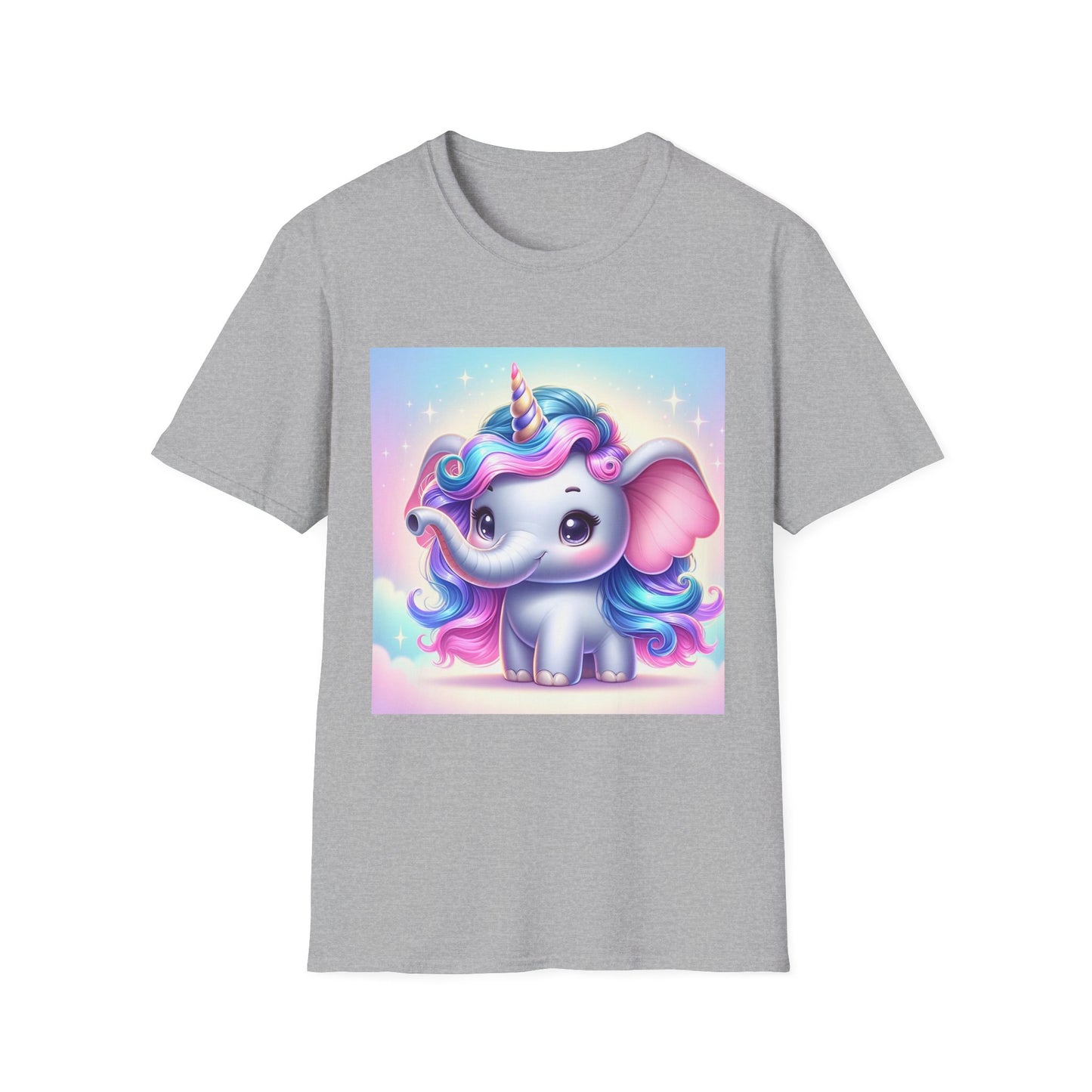 Cute Unicorn Elephant Unisex Softstyle T-Shirt - Perfect for Kids and Animal Lovers