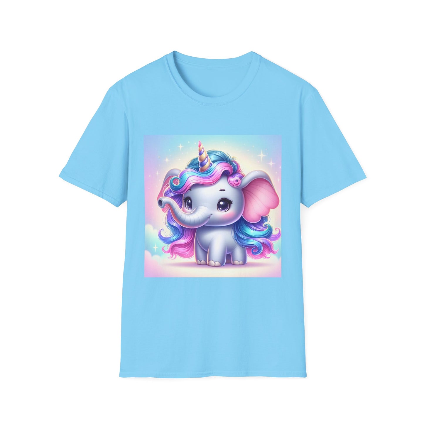 Cute Unicorn Elephant Unisex Softstyle T-Shirt - Perfect for Kids and Animal Lovers