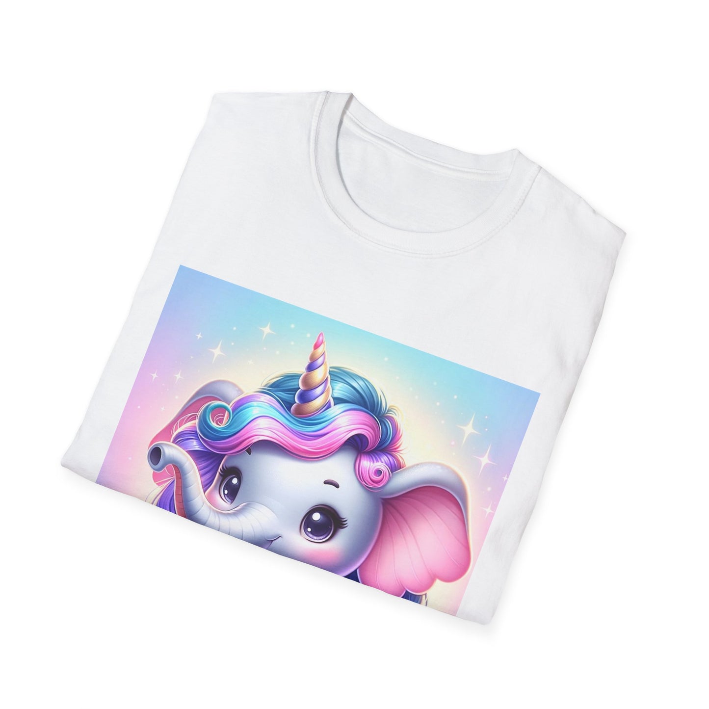 Cute Unicorn Elephant Unisex Softstyle T-Shirt - Perfect for Kids and Animal Lovers