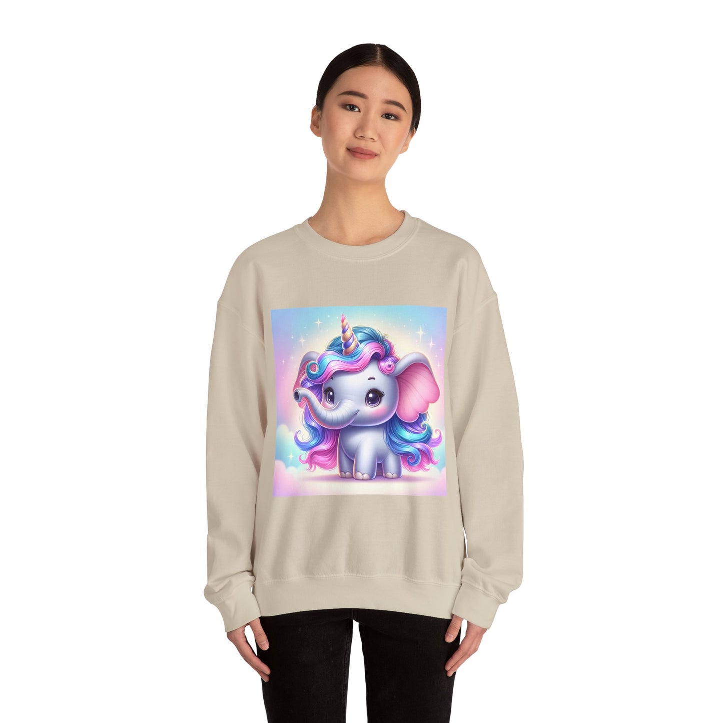 Cute Unicorn Elephant Sweatshirt | Cozy Unisex Crewneck for Kids & Adults