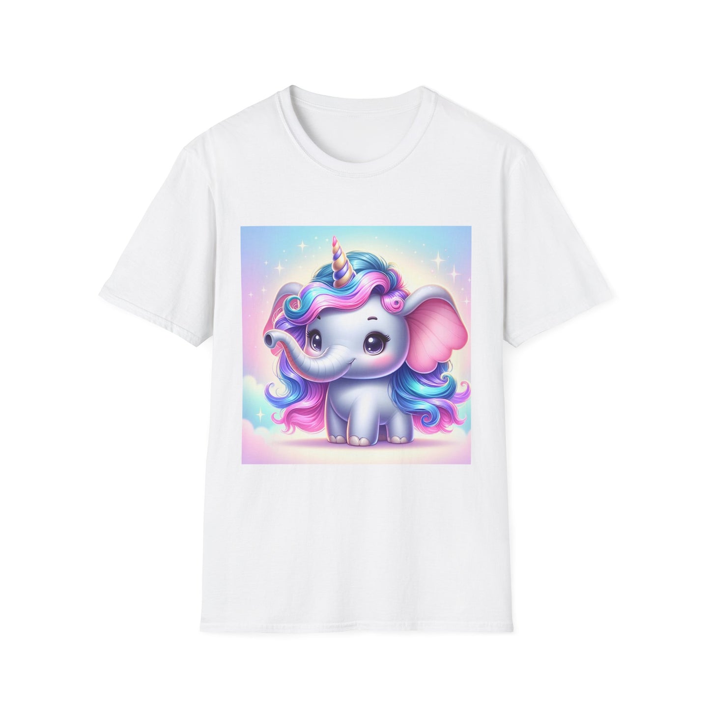 Cute Unicorn Elephant Unisex Softstyle T-Shirt - Perfect for Kids and Animal Lovers