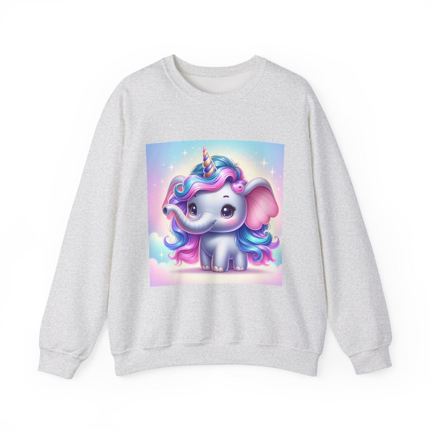 Cute Unicorn Elephant Sweatshirt | Cozy Unisex Crewneck for Kids & Adults